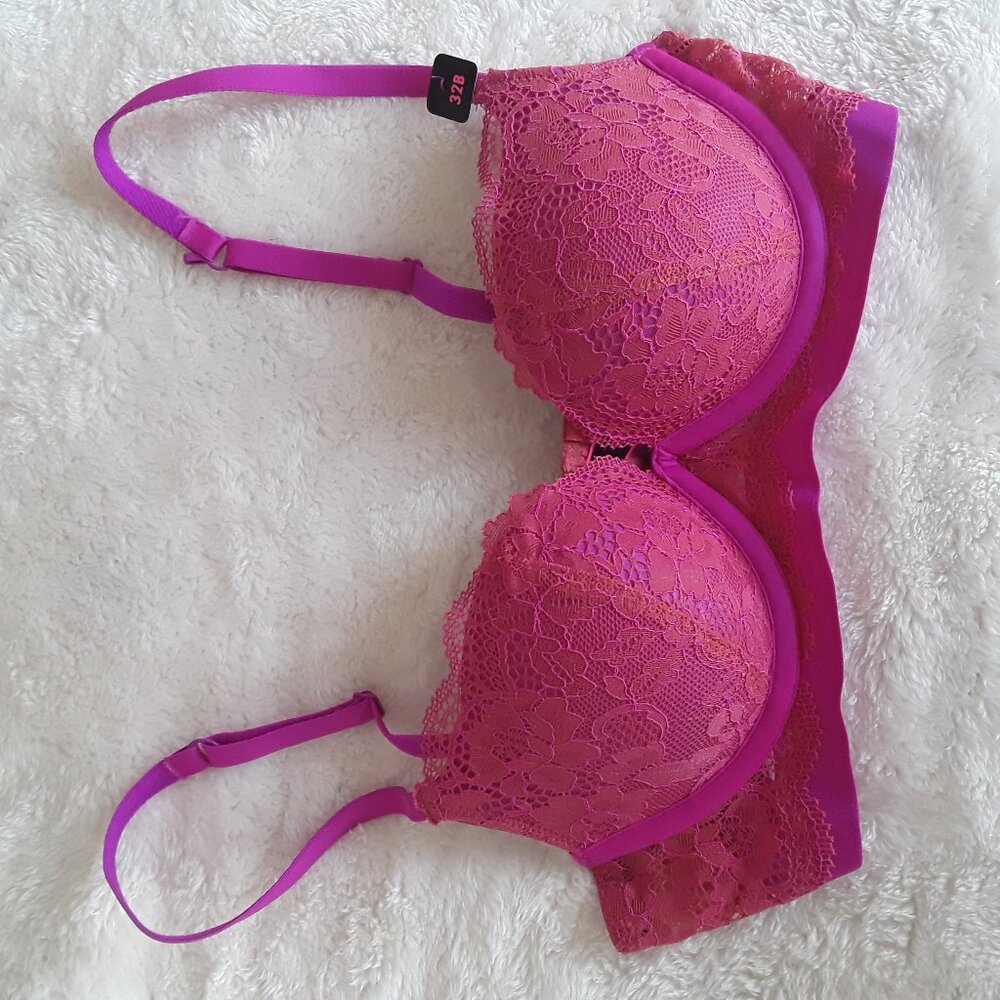 La SENZA Hot Pink Lace Push-Up Bra New With Tags